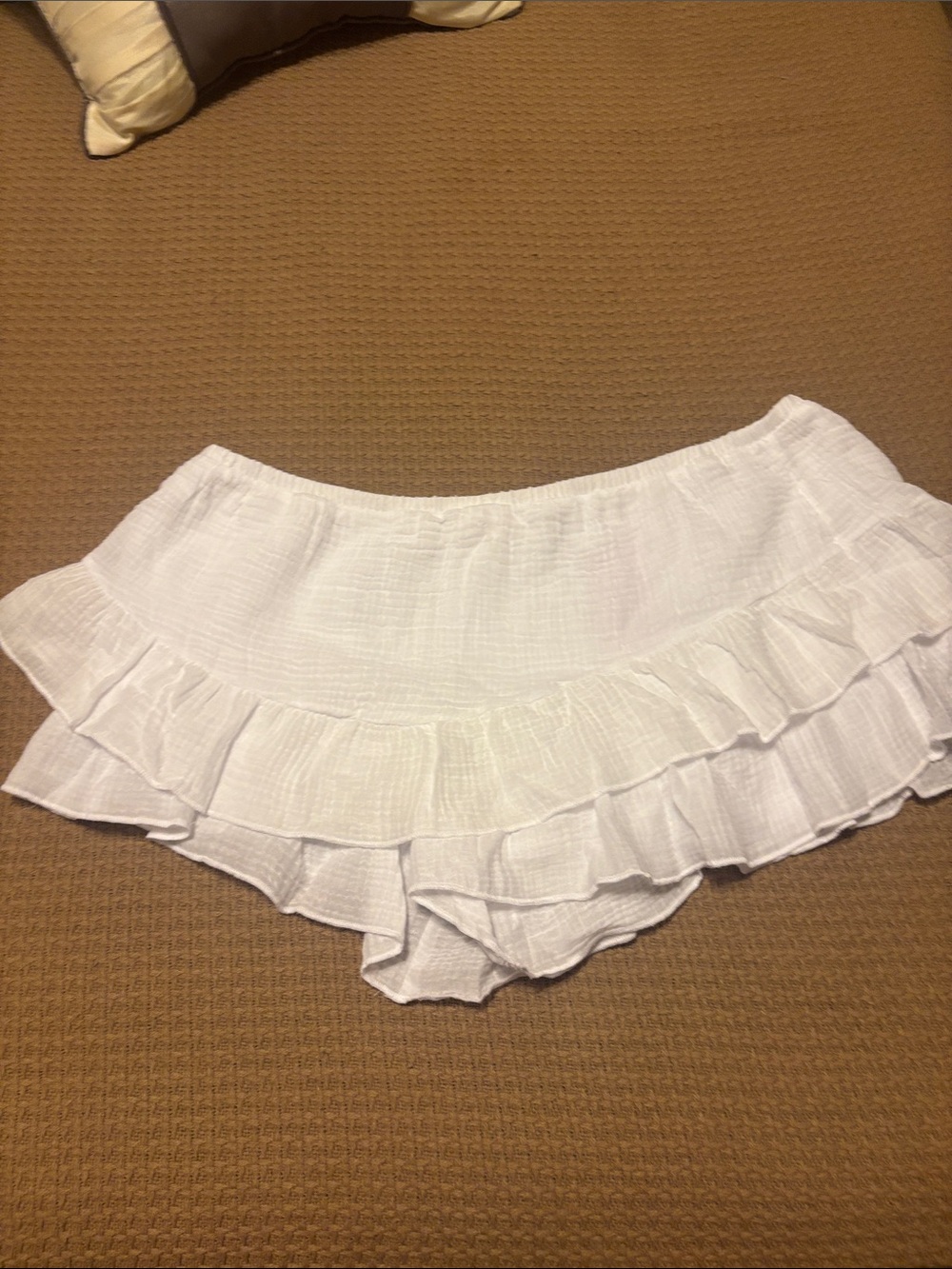 Wild Fable White Ruffled Layered Mini Skort coverup